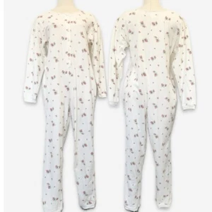 Vintage Victoria’s Secret Cotton Ivory Floral Rose Print Pajama 90s Romper M - Picture 1 of 10