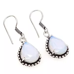 Silver Plated Oplaite Quartz Gemstone Gift For Her Earring Jewelry 1.5" o712 - Picture 1 of 4