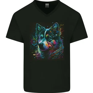 A Husky Dog Herren V-Ausschnitt Baumwolle T-Shirt - Bild 1 von 3
