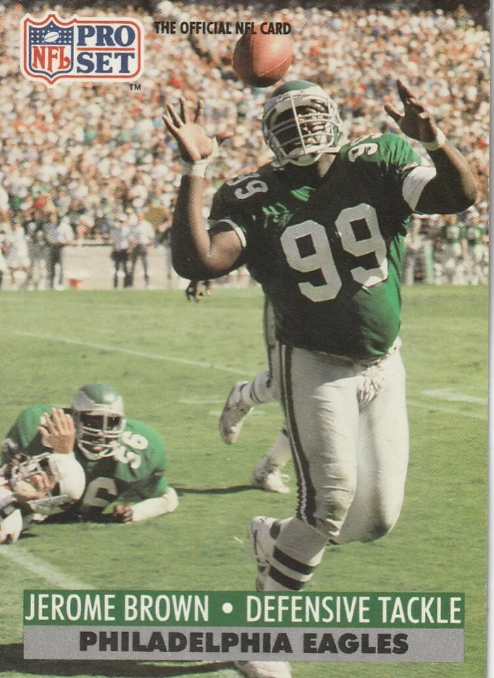 FREE SHIPING-MINT-1991 Pro Set Jerome Brown #614 EAGLES PLUS BONUS CARDS - Image 1 of 1