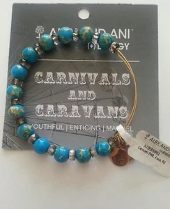 Brazalete Pulsera Alex and Ani AQUA Carrusel Cristal Turquesa Nuevo con Cuentas RETIRADO - Imagen 1 de 6