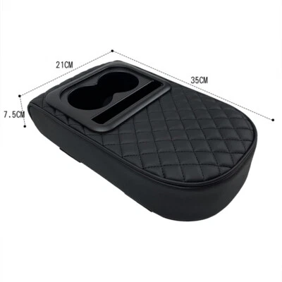 Almofada de apoio de braço console central automático com 2 copos suporte almofada de apoio de braço de couro ecológico - Imagem 1 de 4