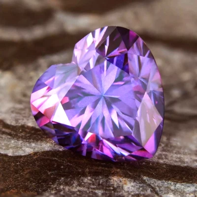 1 Ct Fancy Purples Heart Cut VVS1 Diamond Premium Quality Loose Gemstone 6x6MM - Image 1 of 4