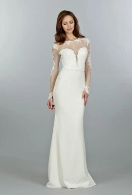 Aplique de encaje ilusión manga larga Tara Keely 2454 talla 10 Modesto Gala Oscar $3000 Foto 1 de 4