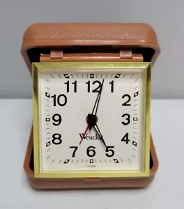 Vintage Westclox Wind-Up Travel Alarm Clock - Clamshell Case (FREE SHIPPING) - Picture 1 of 8