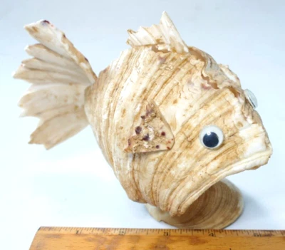 Shell Art Seashell Fish Sculpture Large Figurine Mid-Century - Image 1 of 4