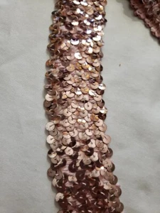 4 ROW (1 1/2") STRETCH SEQUIN TRIM - 6 Beautiful Continuous Yards PINK - Picture 1 of 3