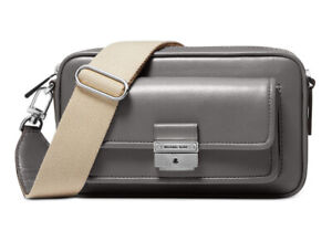 New MICHAEL Kors Bradshaw Medium Pocket Camera Crossbody heather grey bag purse
