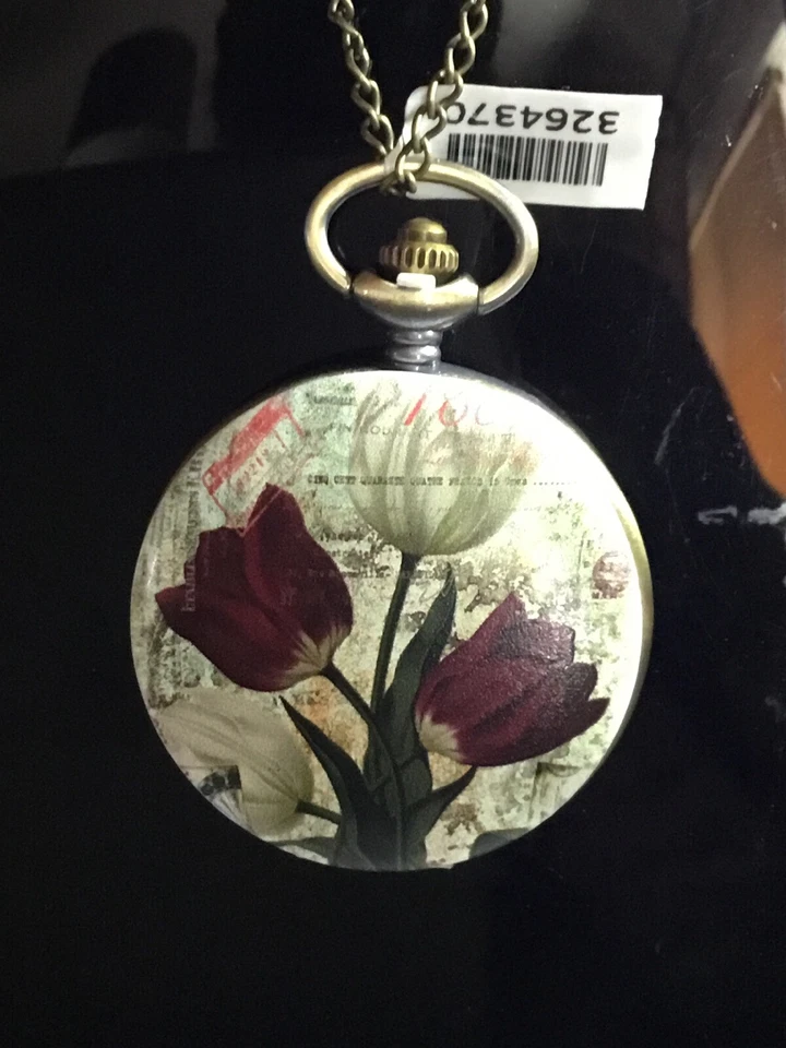 Strada Pocket Watch  (new) Bronze With Flowers (new) Size 32” - Image 1 of 3