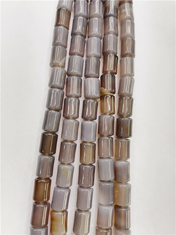 1 Strand 14x10mm Natural Gray Agate Cylinder Spacer Loose Beads 15.5inch HH8821 - Image 1 of 1
