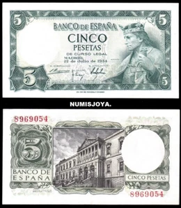 5 Pesetas 1954 "Alfonso X". Sin Serie. nº 8969054. CON TODO APRESTO. - Picture 1 of 1