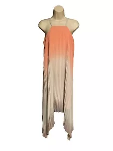 Women's Small Ombre Earth Tones High Low Boho Open Back Midi Slip Dress - Foto 1 di 5