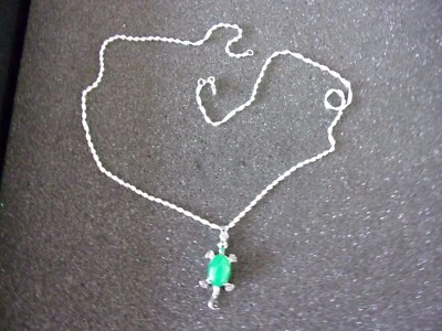 catenina in argento 925 con pendente in giada verde..........5 - Immagine 1 di 2