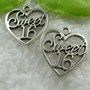 Free Ship 200 pcs tibet silver Sweet 16 heart charms 21x19mm B452 - Picture 1 of 4