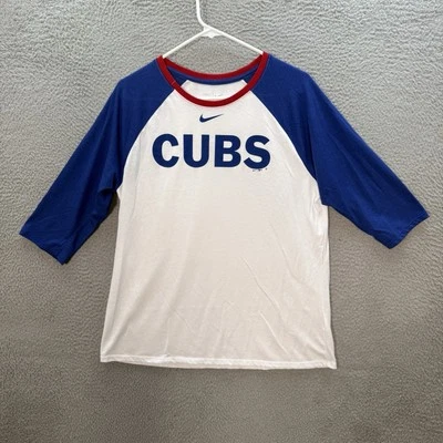 Chicago Cubs Shirt Womens XL White Blue The Nike Tee Center Swoosh MLB Baseball - Image 1 of 4