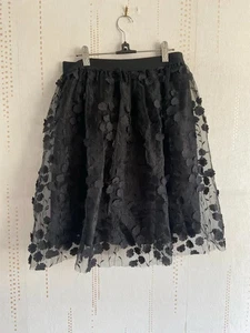 Women’s Molly Bracken Skirt black floral chiffon Fully Lined size M/L 10 - 14 - Picture 1 of 8