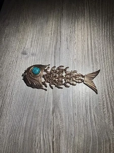 Markenloser Anhänger blauer Stein großer Fisch kupferfarben - Bild 1 von 4