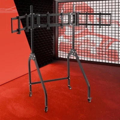 Supllueer Triple Screen Monitor Stand AdjustableWith Locking Wheels For Cockpit - Image 1 of 4