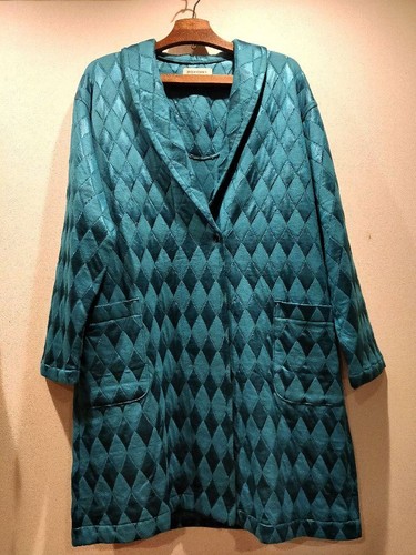 SAINT LAURENT (YSL) Cappotto lungo trapuntato blu turchese Yves Saint Laurent L