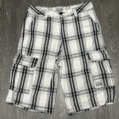 Pantalones cortos cargo Pro Club para hombre talla 30 a cuadros blanco y negro algodón pesado Foto 1 de 3