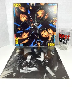 KISS Crazy Nights Vinyl 1987 LP, First Press + The Catman Pint Glass - Picture 1 of 12