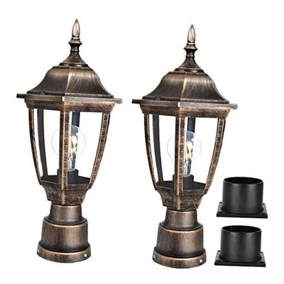  Luces de poste para exteriores, lámpara exterior eléctrica con poste de lámpara con bronce Foto 1 de 4