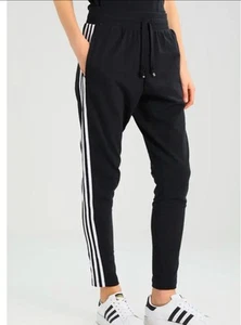 Adidas 3 Stripes Sweatpants Joggers Womens S Black Drawstring Waist Track Pants - Picture 1 of 11