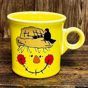 Fiesta Vogelscheuche Becher gelb Keramik Kaffeetasse mit Krähe Hergestellt in den USA - Bild 1 von 9