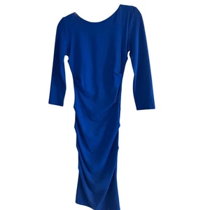 Nicole Miller Blue Ruched Sheath Dress Small - Picture 1 of 8