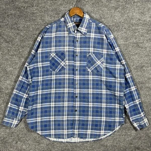 VINTAGE 70s 80s Montgomery Ward Flannel Shirt Mens Size XL 100% Cotton Plaid - Picture 1 of 12