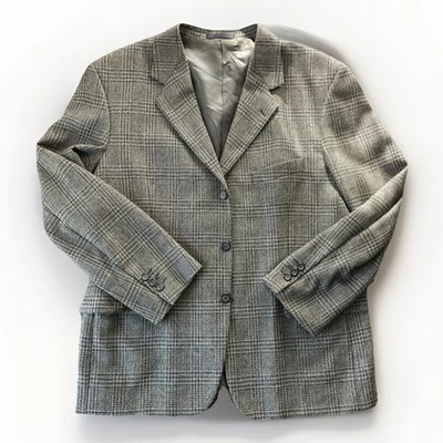 Pierre Cardin Wool Plaid Blazer Mens 42R Gray Classic Timeless Sport Coat Career - Image 1 of 4