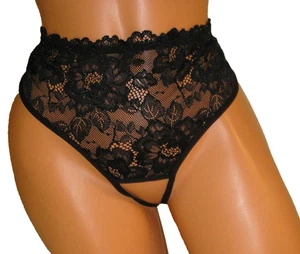 Bragas Lencería Espalda Abierta Negro Encaje Entrepierna 1XL Regalo Adulto - Imagen 1 de 8