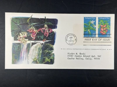 US FDC Endangered Flora 1979 Trillium & Broadbean 15c Postmasters + Insert a970 - Image 1 of 3