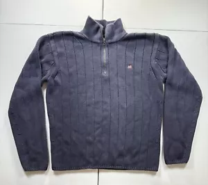 Vintage Ralph Lauren Polo Jeans 1/4 Zip Sweater Herren L Blau Langarm Pulli - Bild 1 von 6