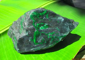 AAA Burma Mawsitsit Jade Rough; 1659 Grams. Dragon Fire Greens and Icy Black. - Picture 1 of 8