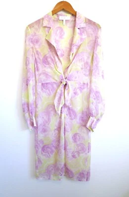 ESCADA Silk Chiffon Rose Tie Front Shirt Dress Duster Neiman Marcus 36 6 S $1200 - Image 1 of 4