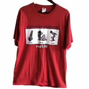 Red 100 Retro Short Sleeve Fruit of the Loom Tee Red L It Takes 100 .Strongest - Picture 1 of 16