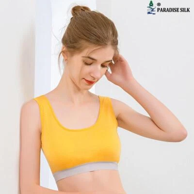 Ropa interior deportiva de seda natural para mujer sin alambres push-up chaleco sin costuras estilo sujetador Foto 1 de 4