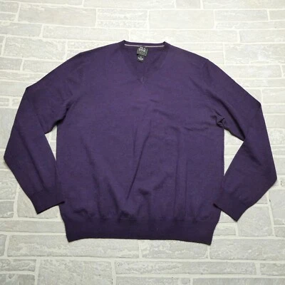 Jos A Bank путешественник свитер мужской 2XL фиолетовый мериносовой шерсти V шеи легкий - Изображение 1 из 4