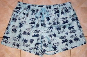 GEORGE Swim Trunks Shorts Blue w/Palm Trees Guitars Canoes Men's 3XL (48-50) - Picture 1 of 8