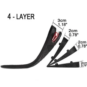 Verstellbare 4-lagige Unisex Schuhheber Höhe Erhöhung Ferse Einlegesohlen Einlage größer Schönheit - Bild 1 von 11