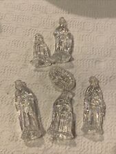 Vtg Silvestri Iridescent Glass Nativity Set 6 Piece Mary Joseph Jesus 3 Wise Men
