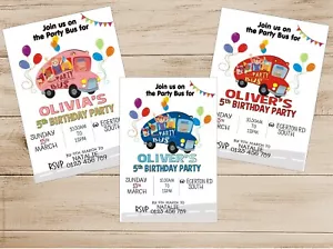 10 Personalised Party Bus Invites /Invitations - Picture 1 of 4