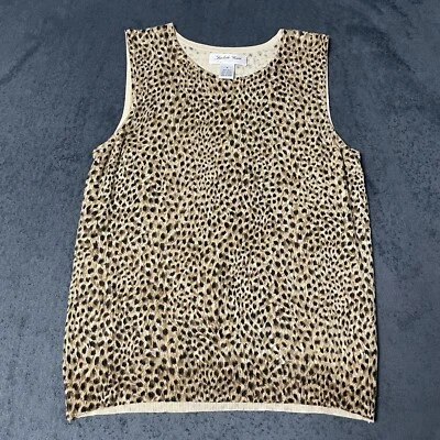 Blusa Judith Heart para mujer M Petite estampado de leopardo mezcla de seda sin mangas Foto 1 de 3