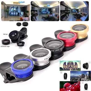 Mobile Phone Camera Lens Universal Lens Set 3 In 1 Fisheye Macro Wide Angle Clip - Zdjęcie 1 z 6