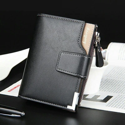 Men's Designer Leather Wallet, Men's Wallet with Snap Button (Black Edition) - Image 1 of 4