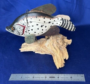 Walt Watson Volkskunst handgeschnitzt und bemalt Holz Fisch montiert Treibholz LESEN! - Bild 1 von 21