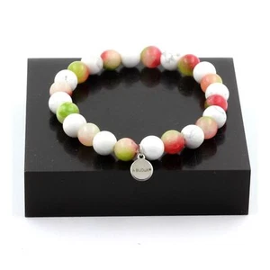 Armband Perlen Turmalin melon Wasser + Howlith 8 Mm. Made IN Frankreich - Bild 1 von 7