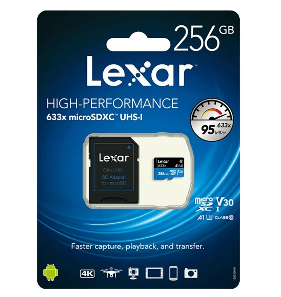 Lexar 256GB Micro SDXC 633x 95MB/s MicroSD Class10 UHS-I USB3.0 SD Adapter - Image 1 of 1