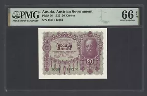 Österreich 20 Kronen 1922 P76 Stempelglanz Erhaltung 66 - Bild 1 von 2